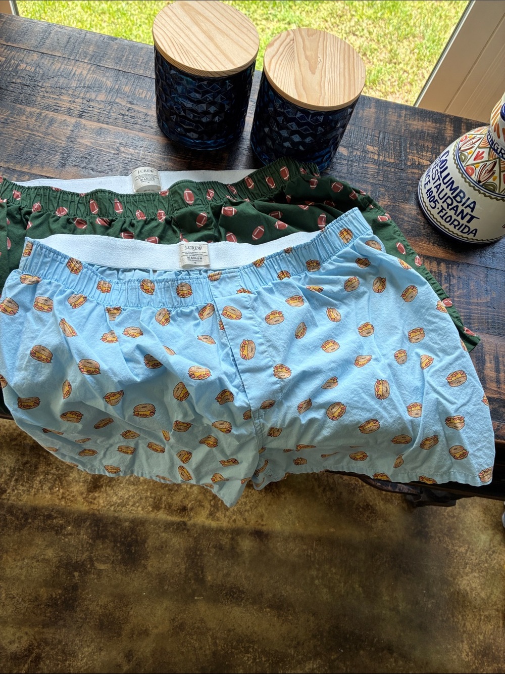 J. Crew xl Men’s Green Football-Print Cotton Boxers - Picture 2 of 2